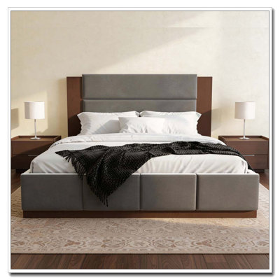 Structure de lit plateforme tapissier avec base en bois, aucun sommier nécessaire