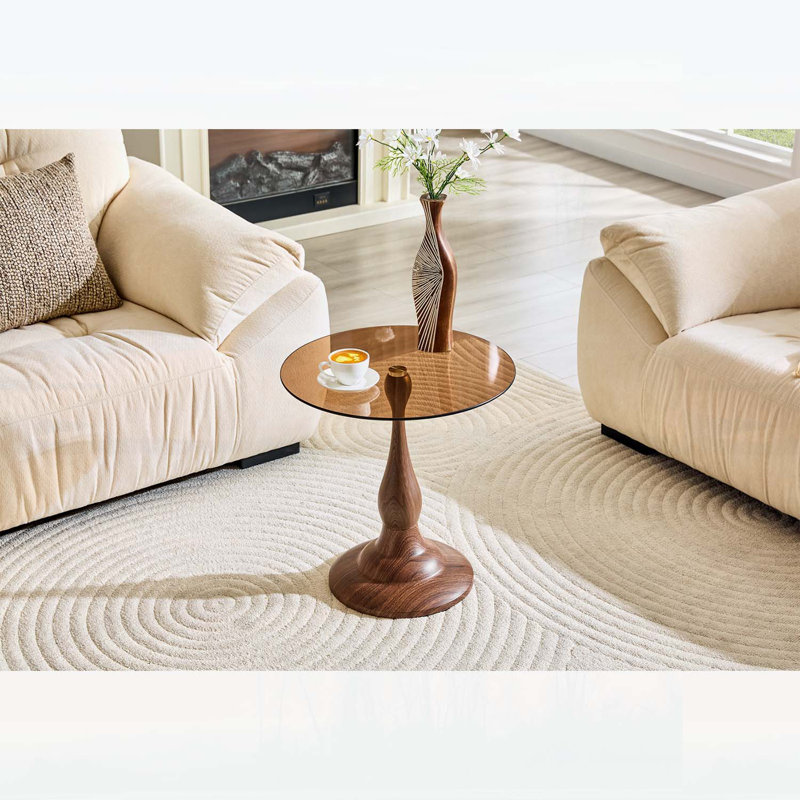 Petite table d'appoint en métal, parfaite pour les salons et les chambres, Brown,Walnut