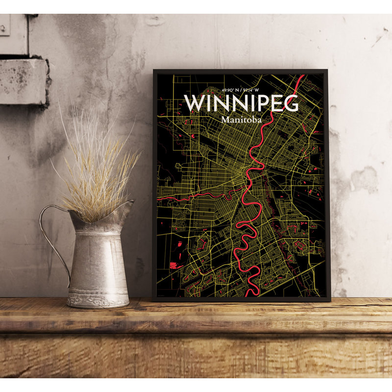 Winnipeg City Map - No Frame Print, 43cm H x 28cm W