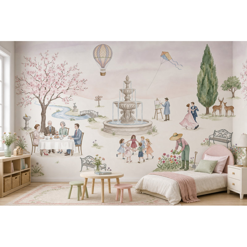Papier peint montgolfière à motif de montgolfière, Textured Non-Pasted, 100"x96"