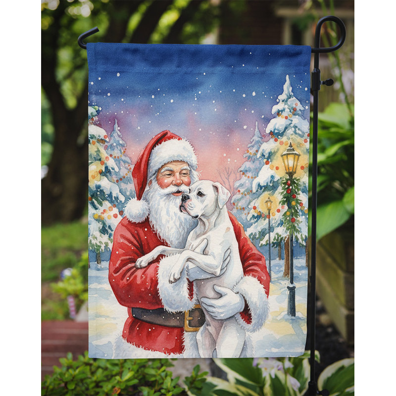 Boxer blanc avec drapeau du père Noël, Taille du jardin, Boxer blanc