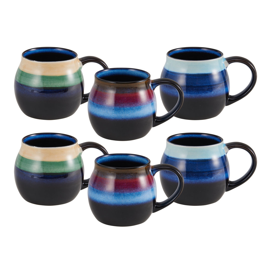 Pfaltzgraff Glossy Brushed Reactive 15 oz. Stoneware Mugs (Set of 6) Pfaltzgraff