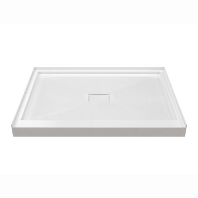 48"W x 34"D Solid Surface Single Threshold Shower Base with Centre Drain and Cover Included