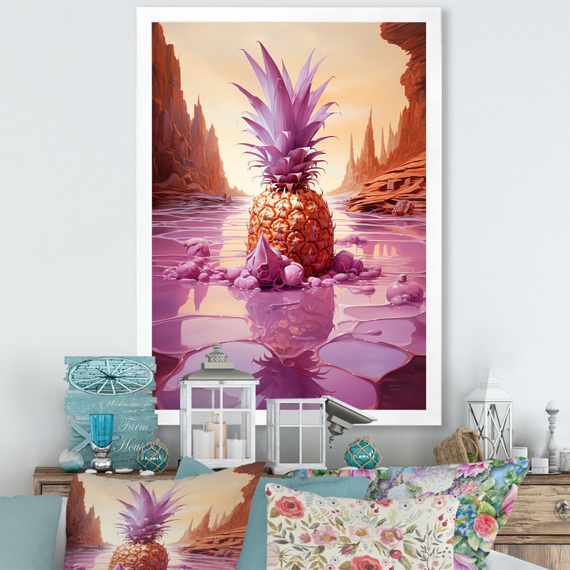«Exotic Pineapple Oasis I», reproduction sur toile, Cadre photo blanc, H 32 po x l 24 po x P 1 po
