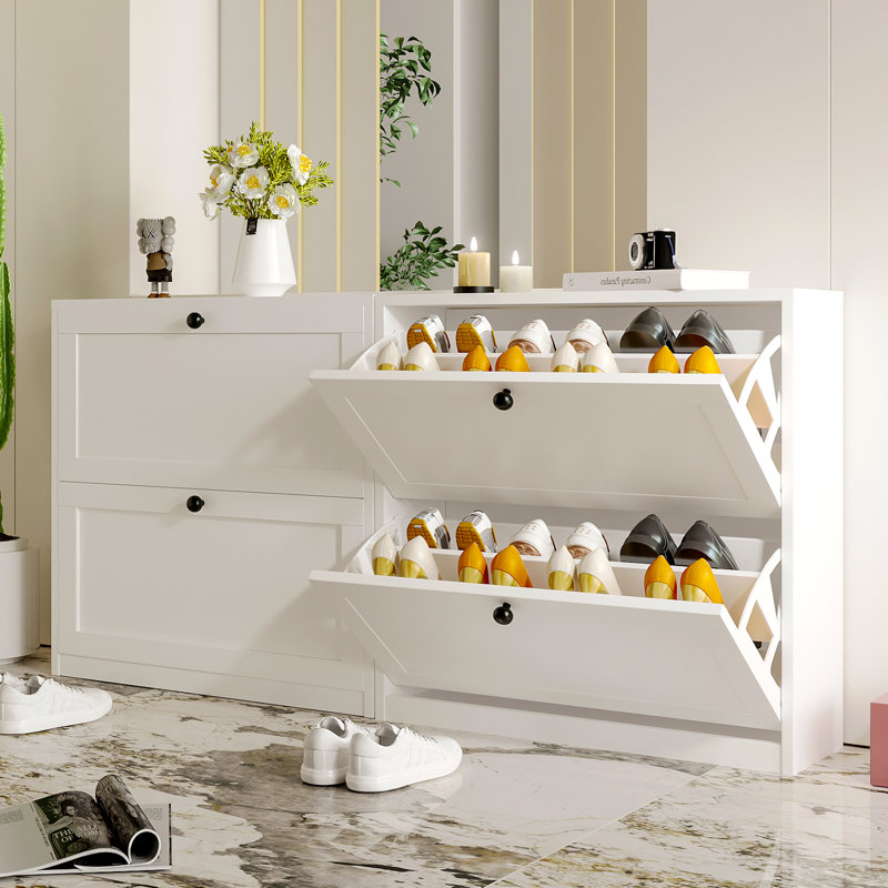 Whalan Shoe Storage Cabinet with 2 Flip Drawers, Freestanding Shoe Cabinet with Adjustable Shelf, for Entryway, Hallway, Living Room