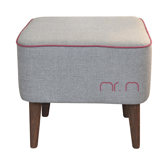Mr.M 40cm Wide Square Footstool Ottoman, Grey/Rose