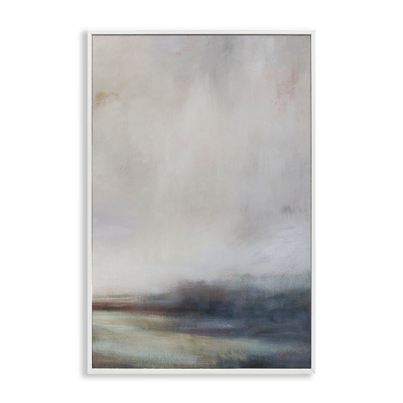 «Misty Gray Landscape», estampe numérique par Simon Addyman, Estampe numérique encadrée blanc bord de mer, H 18 po x l 12 po