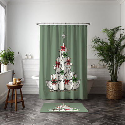 Millenial Geese Christmas Shower Curtain