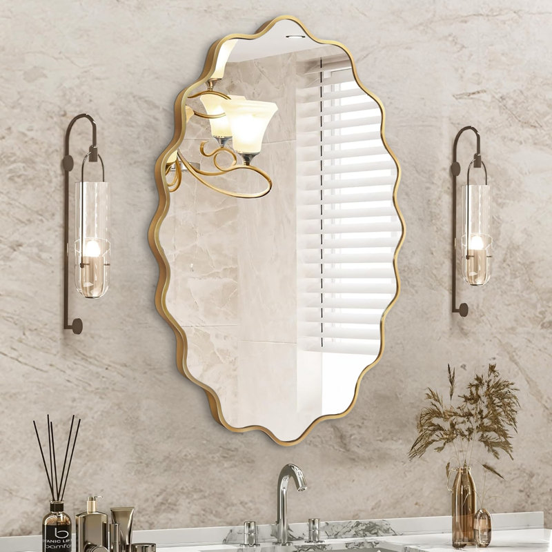 Miroir mural irrégulier irrégulier, Doré, 48 po x 30 po
