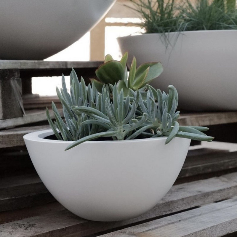 Aquita Handmade Pot Planter, 6" H x 12" W x 12" D, White