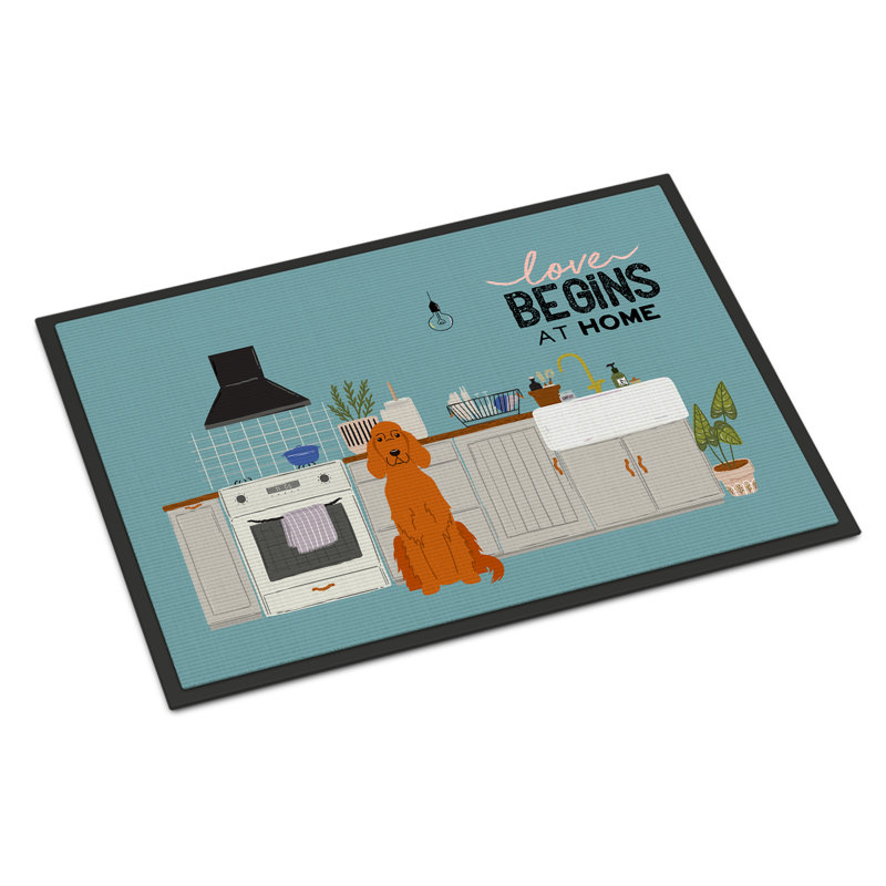 Tapis d'entrée antidérapant Guerriero, Setter irlandais, L 18 po x L 27 po