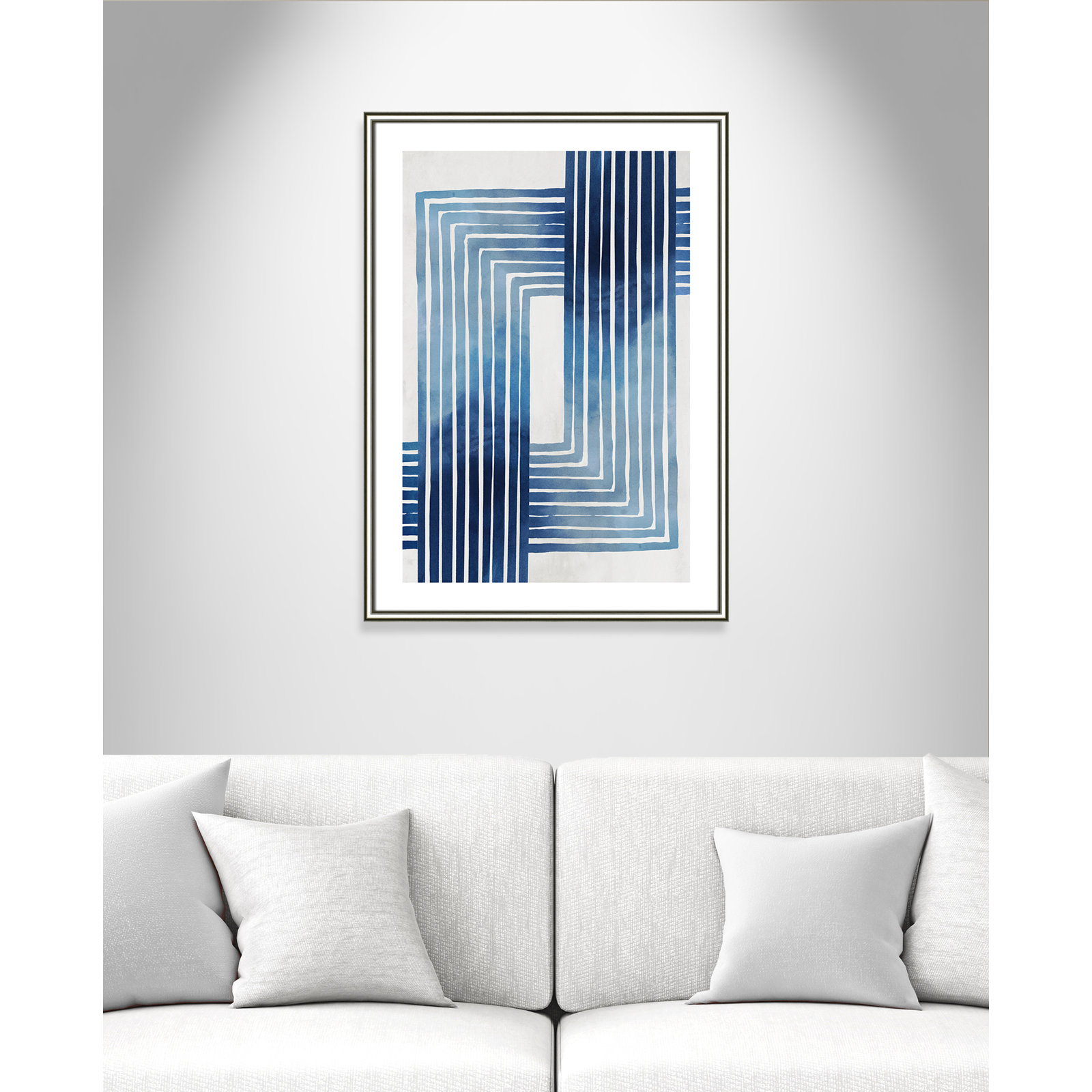 Lanny "In Unison" Painting by Eva Watts, Silver Framed Paper, 35.5" H x 25.5" W x 0.88" D