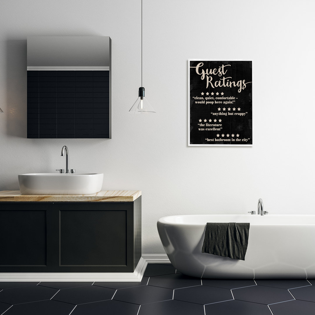 " Guest Rating Five Star Bathroom Black Funny Word Design " Winston Porter 