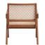 Chaise d'appoint moderne beige avec siège et dossier pour une chambre à coucher élégante, base en bois naturel, espaces de vie