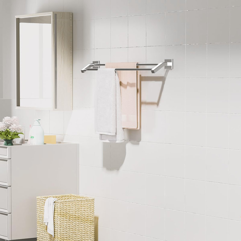 Porte-serviettes double en acier inoxydable 32 pouces SUS304, Chrome poli
