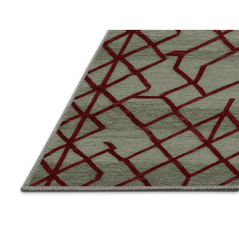 Tapis brun treillis lavable à la machine, Carré 3 pi