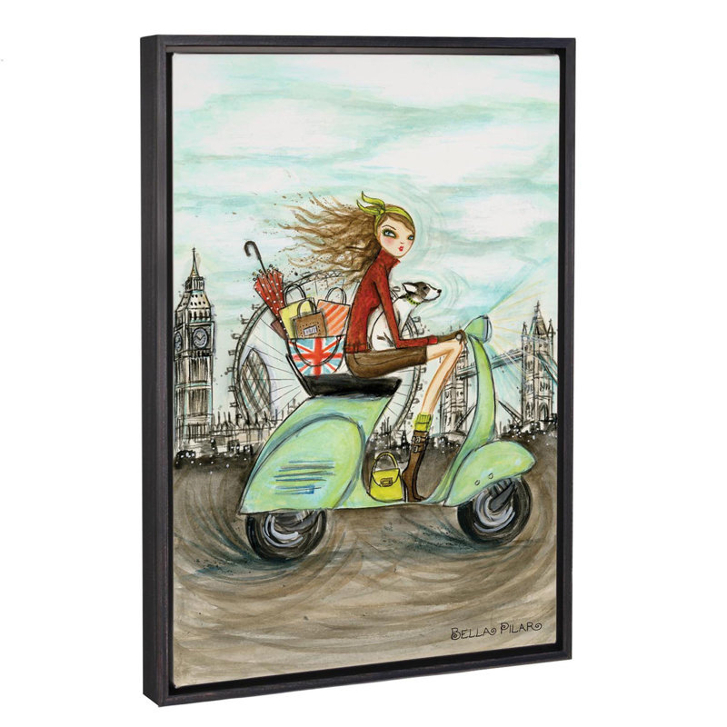 Art de londres, H 60 po x l 40po x P 1,5 po, Toile avec cadre noir patiné