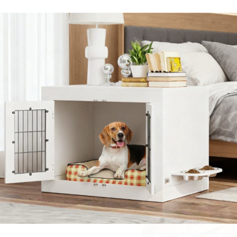 Cage pour chien avec bols rotatifs amovibles