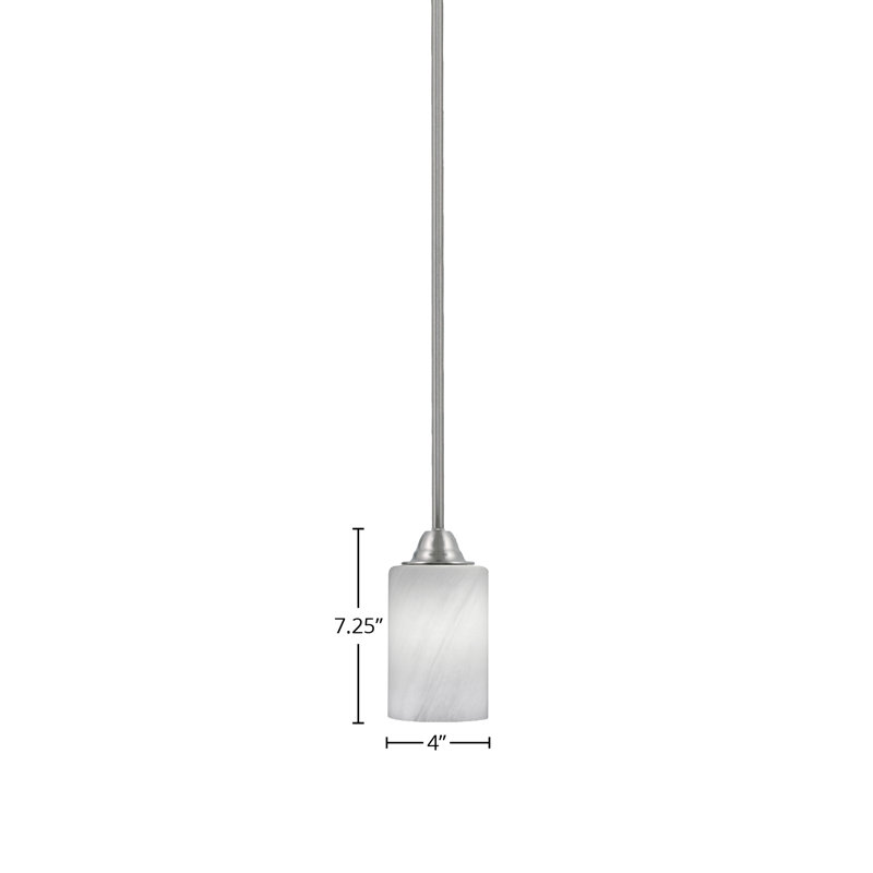 Luminaire suspendu sur pied Paramount avec verre de 4 po, Nickel brossé, Marbre blanc