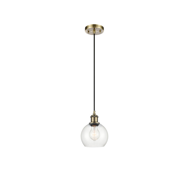 Luminaire suspendu sphérique 1 lumière Roxane, Laiton antique, Ampoule non incluse