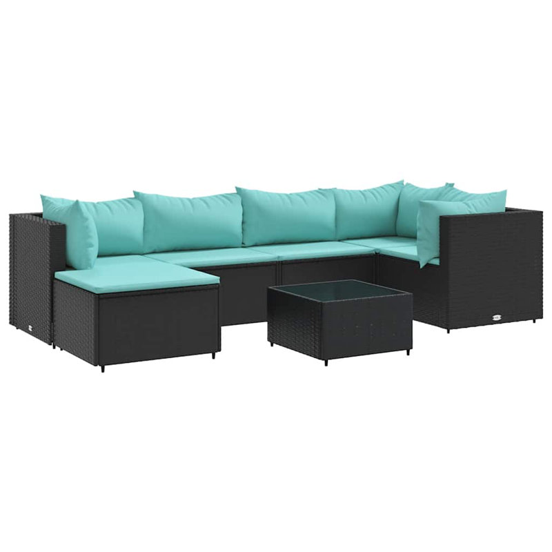  Ensemble de patio noir, bleu eau