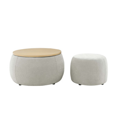 Burditt Round Fabric Upholstered Storage Ottoman