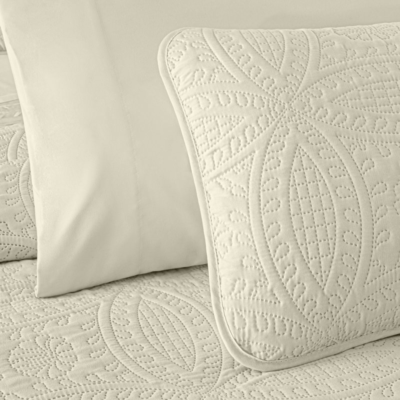 Liam Microfiber 7 Piece Bed in a Bag Comforter Set, King Comforter + 6 Additional Pieces, Ivory