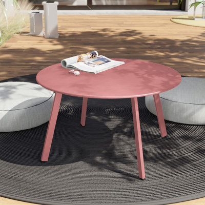 Table basse d'extérieur ronde en acier 27,5 po Cera