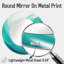 Turquoise Wondrous Wave Spiral - miroir décoratif spirales abstraites, grand miroir mural rond turquoise, impression d'art en métal-99621541