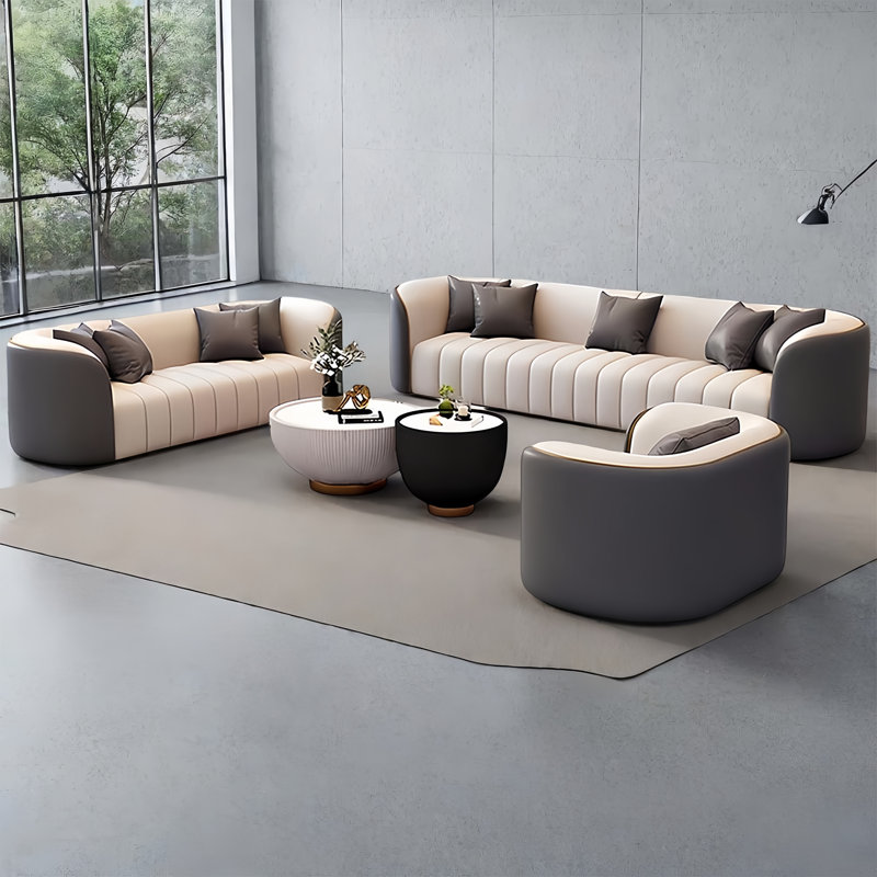 Four-Piece Set Grey Sofa Modern Waiting Room Sets  Reception Set