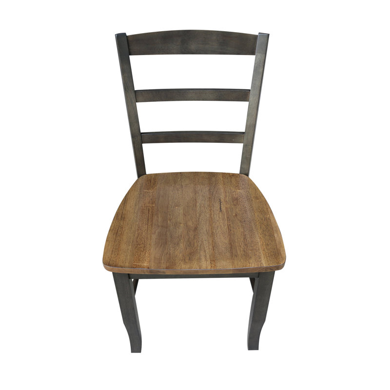 Klynn Solid Wood Dining Chair, Hickory/Washed Coal