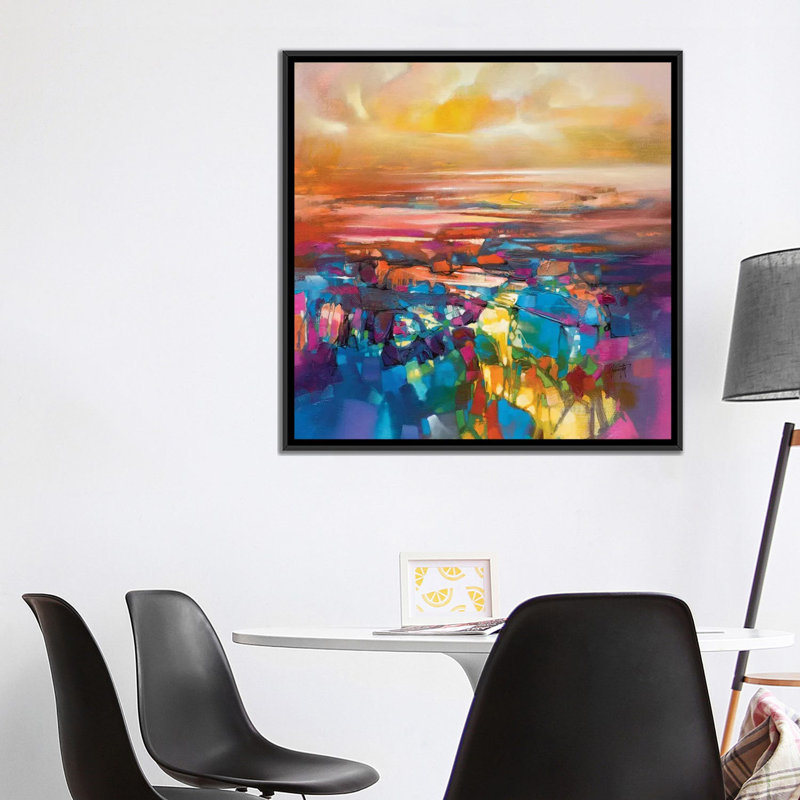 « chromodynamics i », reproduction sur toile, H 18 po x l 18 po x P 1,5 po, Toile avec cadre noir, Pas de tapis