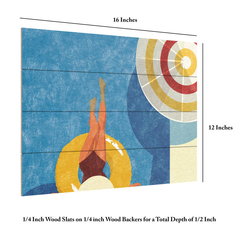 Victoria Barnes  Pool Time I Wood Slat Art, H 12 po x l 16 po