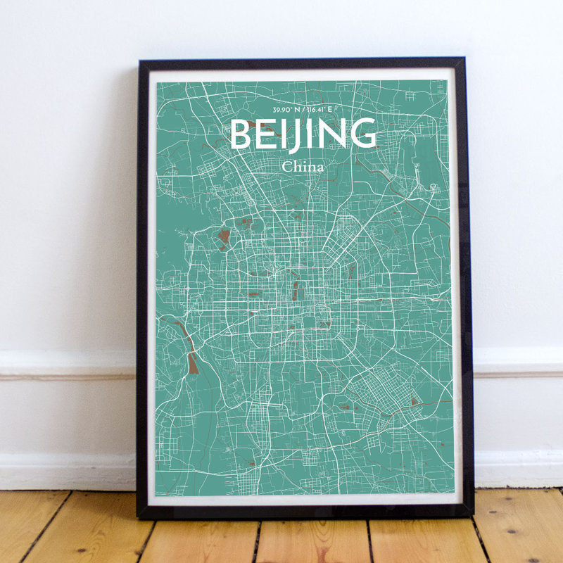 Beijing City Map - No Frame Print, 43.2 cm H x 27.9 cm x 0.13 cm D