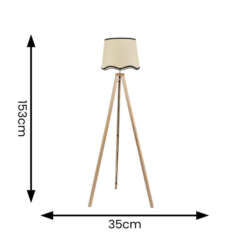 Hazen 153 H cm Tripod Floor Lamp, No, Natural/Black, Natural