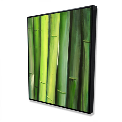 Green Bamboo - Asian Framed Canvas for Home Office Decor