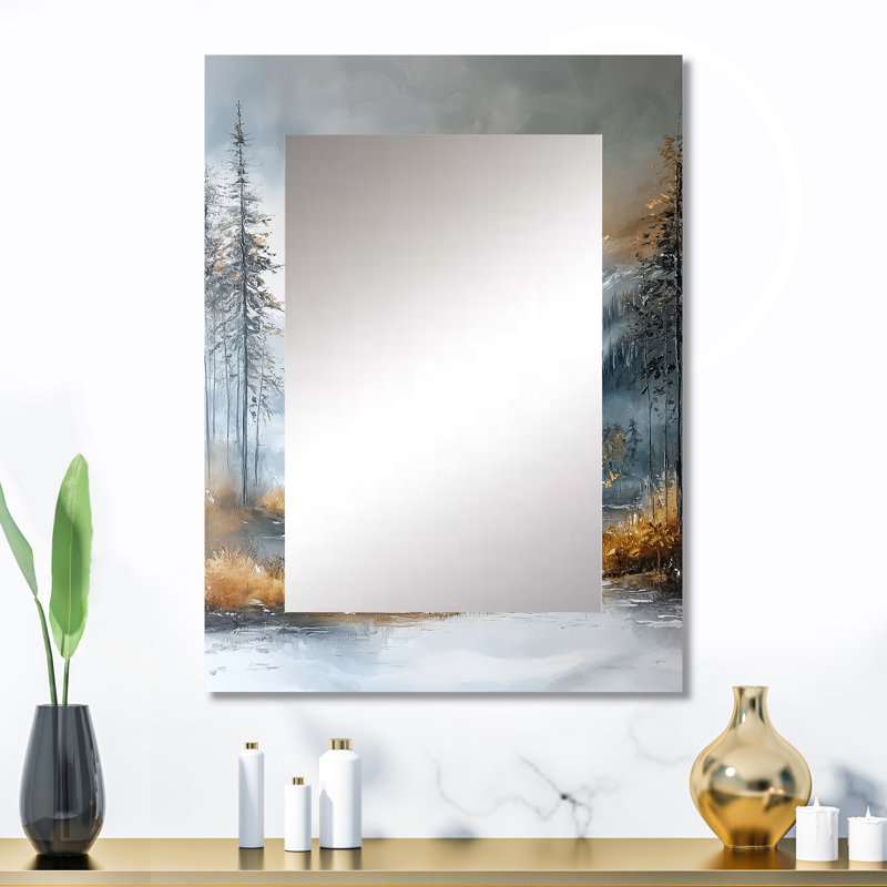 Parallel Peaks Of Abstract Mountain Landscape II - Minimalism Decorative Wall Mirror, Modern Mirror, Printed Metal Art