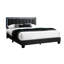 Structure de lit grand moderne, tissu en laine gris anthracite, tête de lit à DEL, lit de sommier sans sommier requis, plateforme, tête de lit-1447489333
