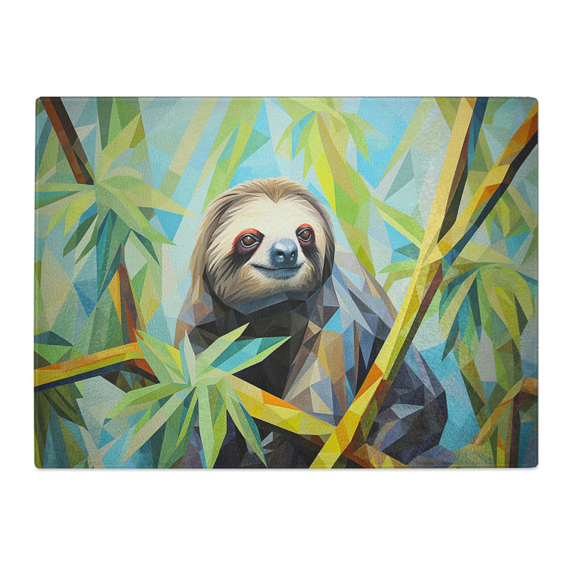Sloth Geometric No.2  Glass Chopping Board