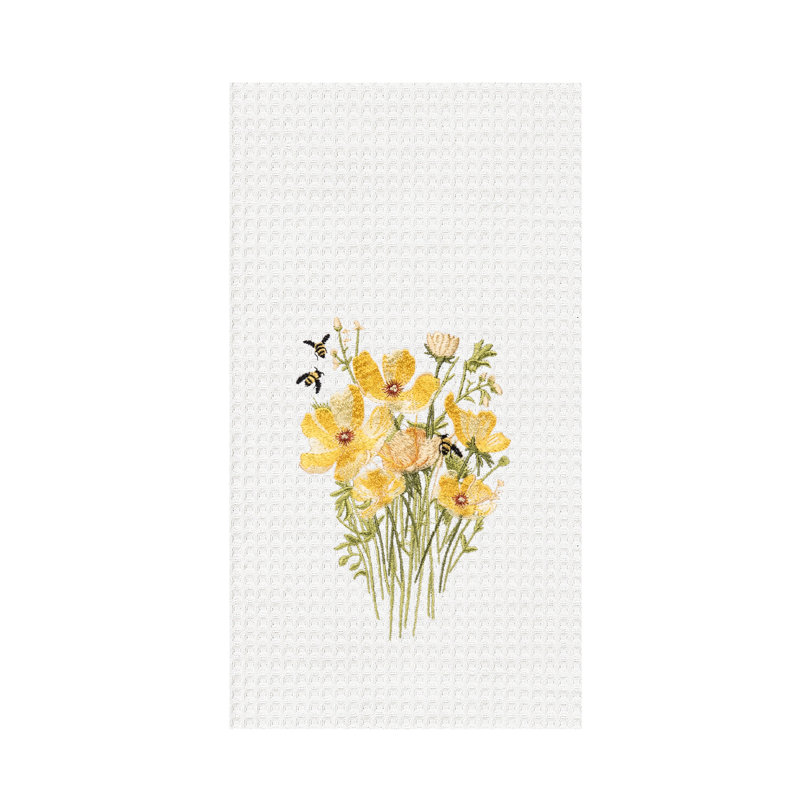Abeille à miel et fleurs jaunes à fleurs