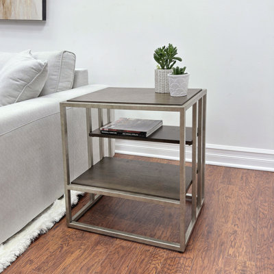 3-Piece Metal Frame Wood Living Room Coffee Table