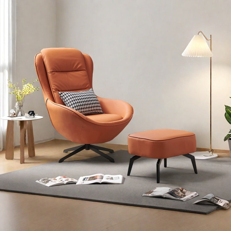Fauteuil inclinable ergonomique en similicuir, Orange
