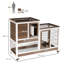 Lillie Rabbit Hutch Guinea Pig House Cage with Wheels & Enclosed Run Brown