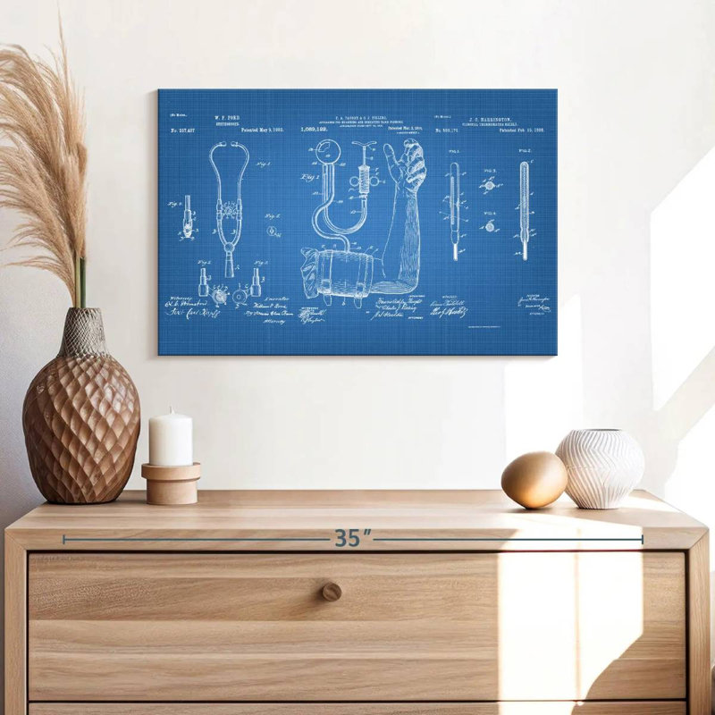 «Médical équipements médicaux», brevet bleu sur toile, H 16 po x l 24 po x P 1,25 po