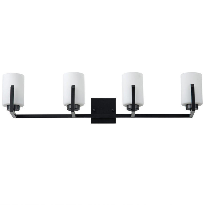 Lampe murale en fer 4 lumières noir mat à intensité variable en fer blanc, Quatre lumières