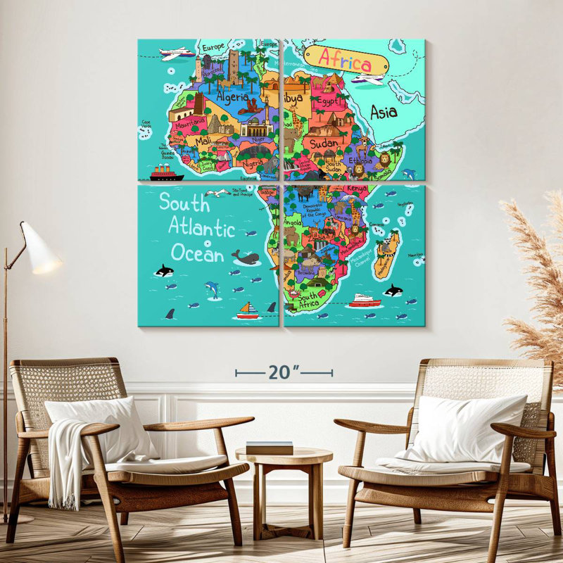 Carte de touriste d'Alazia en Afrique, H 57 po x l 57 po