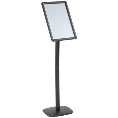 Support pour enseigne avec support à enseigne et piédestal, support à affiche, panneau d'affichage incurvé, publicité à la fois verticale et horizontale, cadre ouvert en aluminium (8,5 po x 11 po)