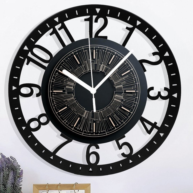 Horloge murale ronde en fer 10 po avec mouvement à quartz silencieux, chiffres arabes, impression UV, Beige