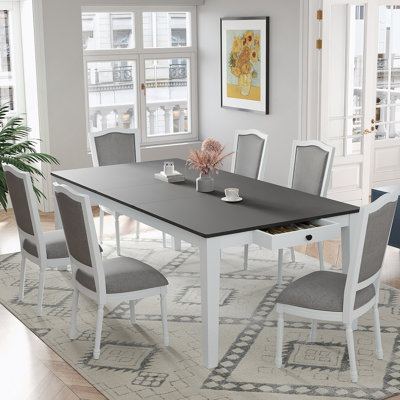Versatile Extendable Dining Table Set With Removable Leaf, Upholstered Chairs, And Built - In Drawers For Any Dining Occasion