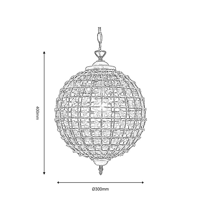- Light Antique Brass Crystal Pendant, 30cm H x 30cm W x 30cm D